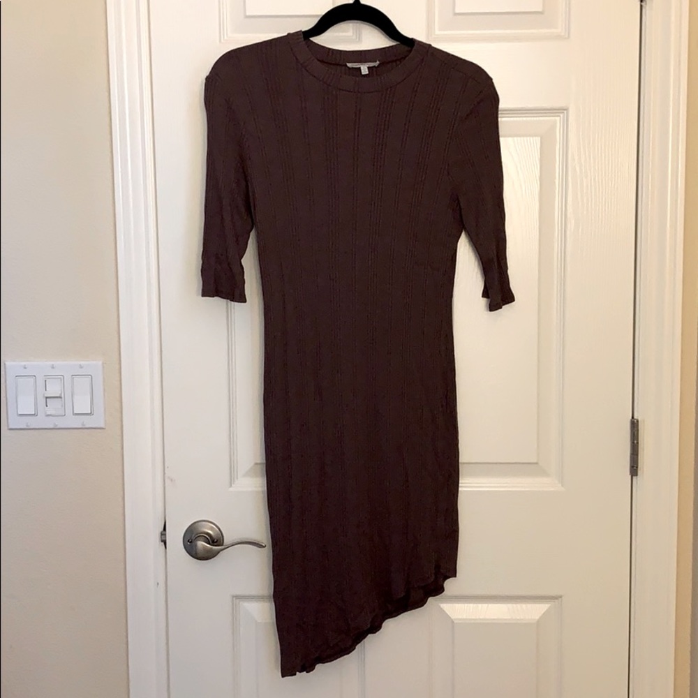 Purple asymmetrical half sleeve dress body con